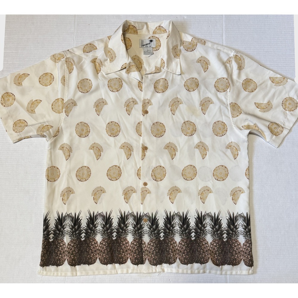 HAVANA - Men's Vintage 90's Pineapple Classic Fit Short Sleeve Shirt - X-Large‎